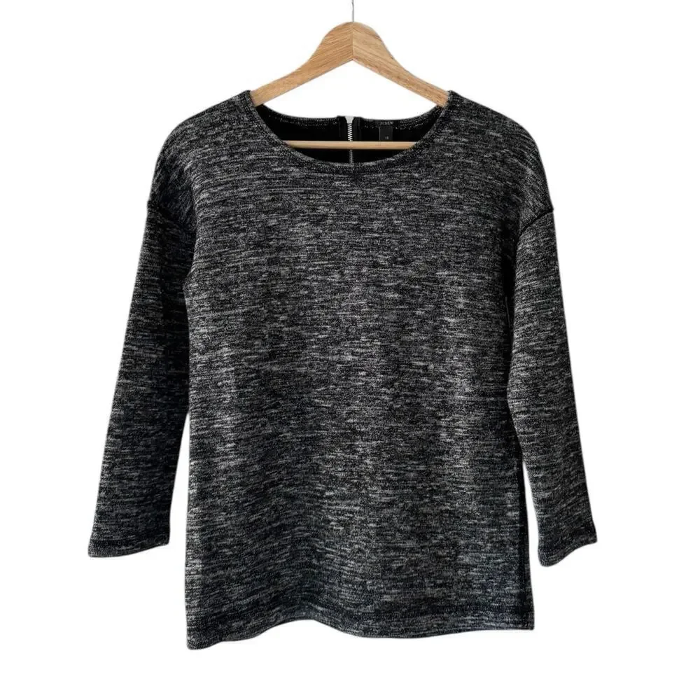 J. Crew Jaspe Wool Blend Sweater Tunic Marled Charcoal Gray Size XS